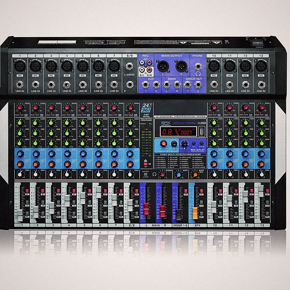 12-Channel Bluetooth Studio Audio Mixer - DJ Sound Controller Interface w/ USB