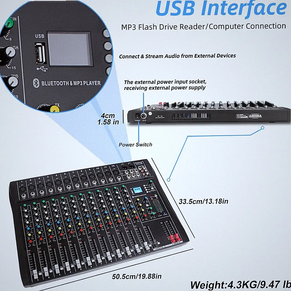 12-Channel DJ Sound Controller with Wireless Streaming