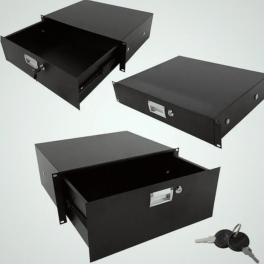 12U/2U/3U/4U 19" Rack Mount Plate DJ Drawer Equipment Cabinet Lockable with Key