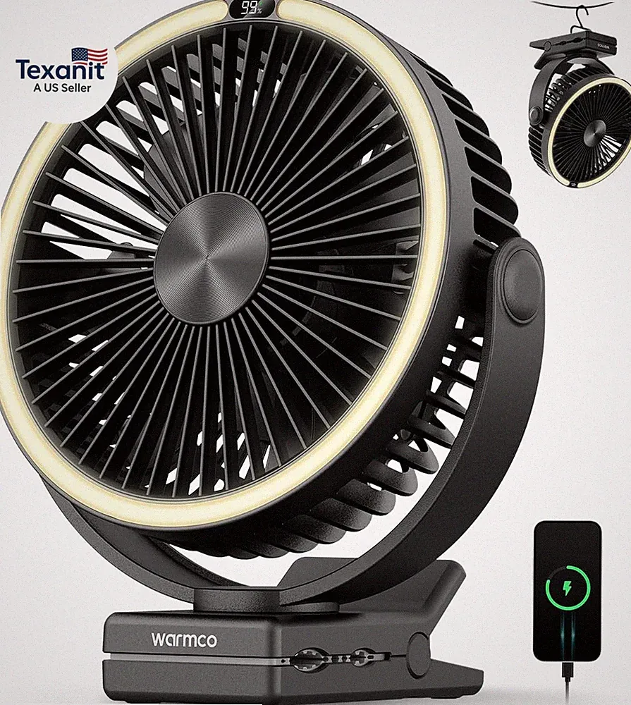 15000Mah Portable Clip on Fan Rechargeable, 8 Inch Battery Powered Desk Fan, LED