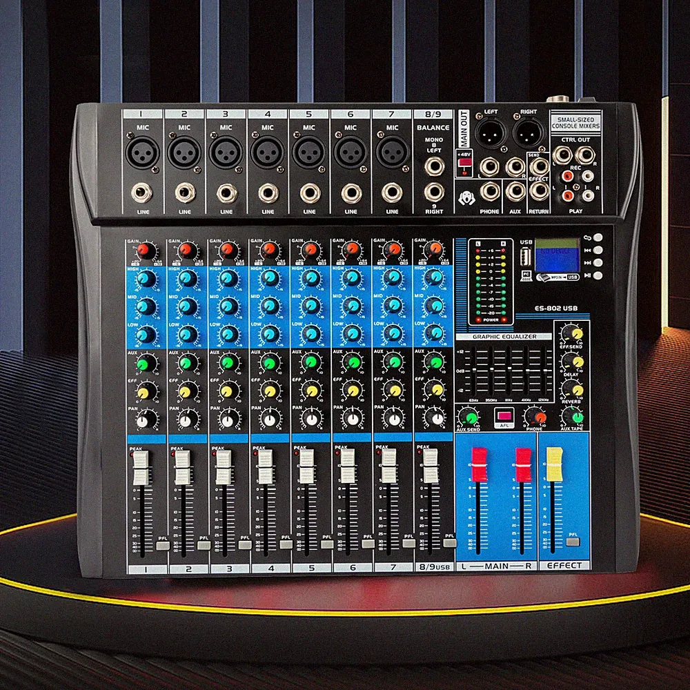 2/4/5/6-16 Channel Mixing Console Sound Live Studio Audio Mixer USB Bluetooth