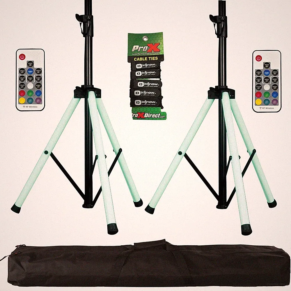 (2) ADJ CSL-100 Light Up Multi Color LED Speaker Stands w/Remote & Case