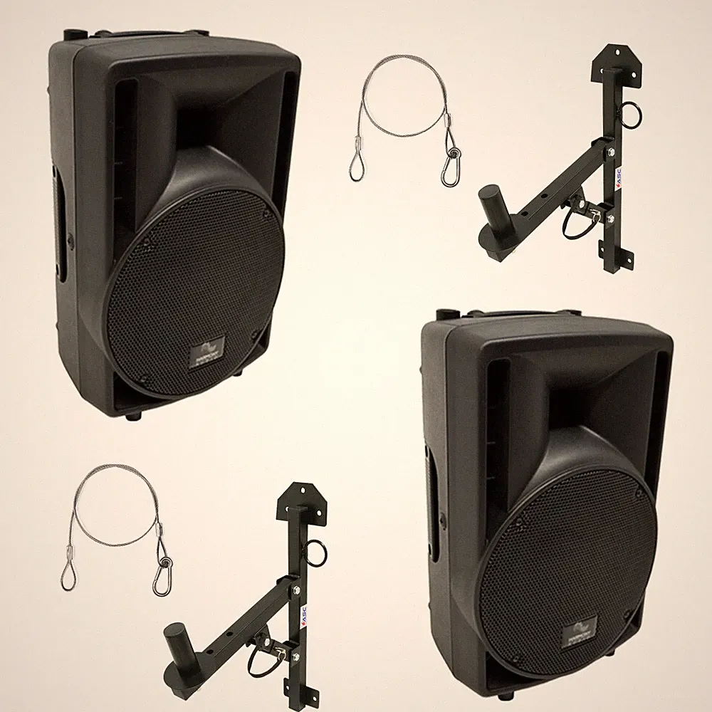 (2) Harmony Audio HA-C8A Pro DJ 8" Powered 300W PA Speaker (2) Wall Mount Stand