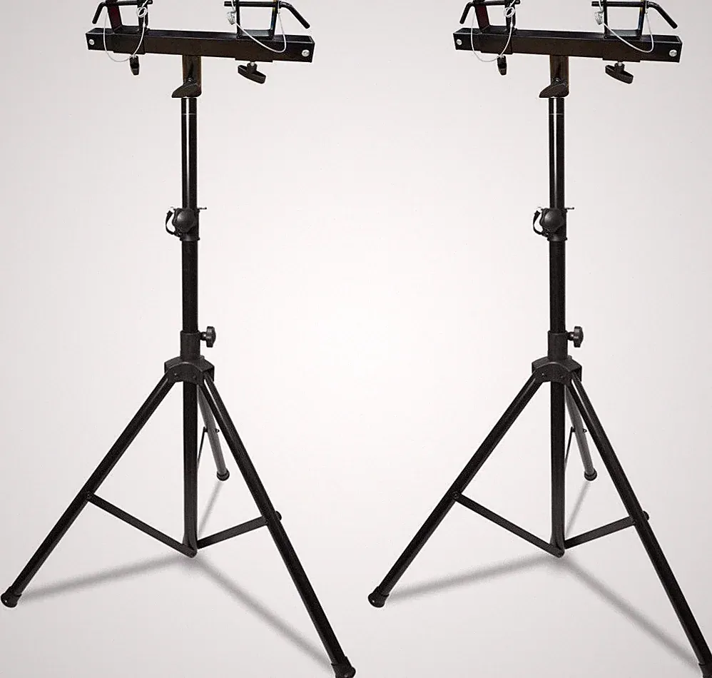 2 MR DJ Universal Black Pro Lighting 7' Tripod Light Stand & Square Truss T-Bar