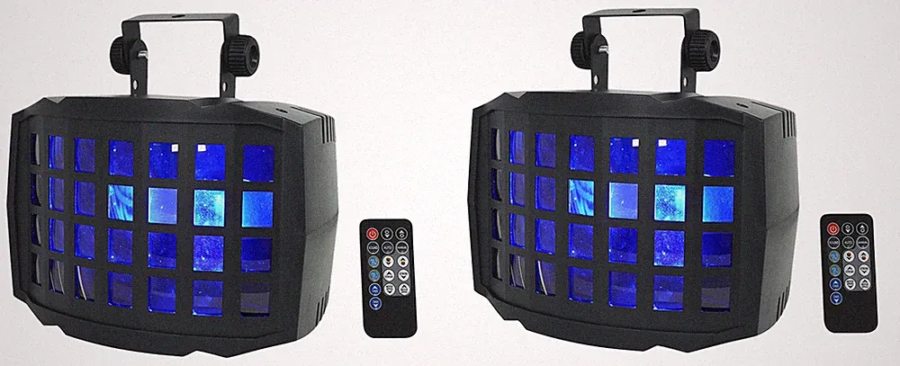 2) Rockville BD20 Battery Powered Wireless DMX DJ Party Dance Floor Derby Lights