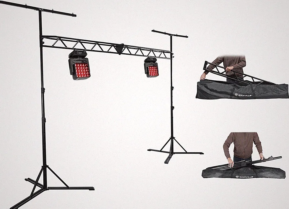 (2) Rockville MV-400 Moving Head DJ Stage Matrix Wash Lights, 400w, Strobe+Truss