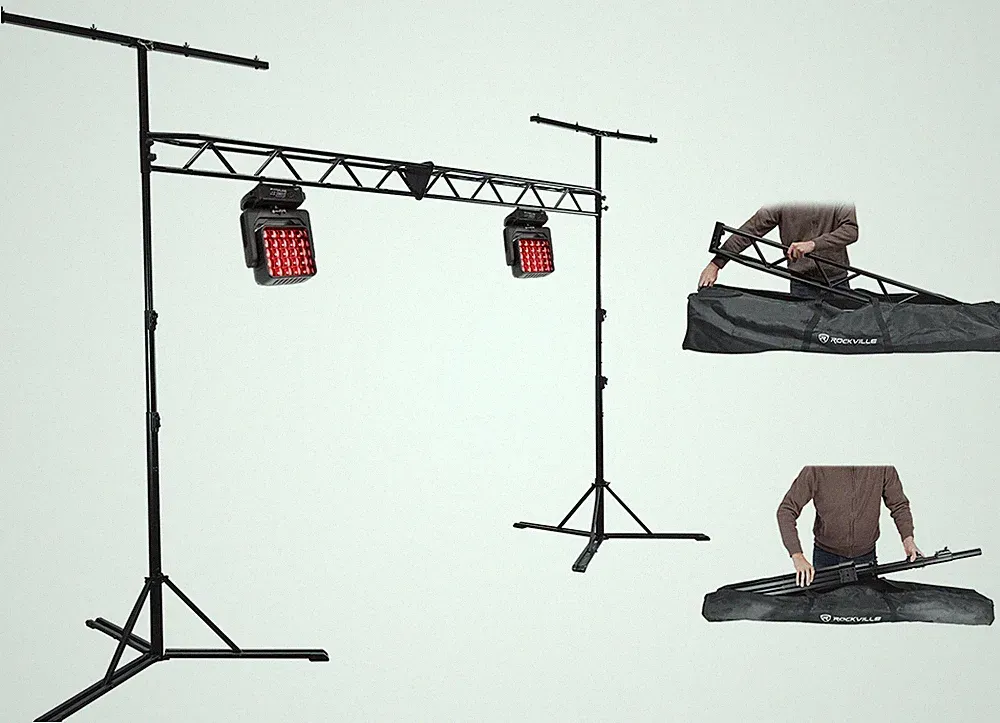 (2) Rockville MV-400 Moving Head DJ Stage Matrix Wash Lights, 400w, Strobe+Truss