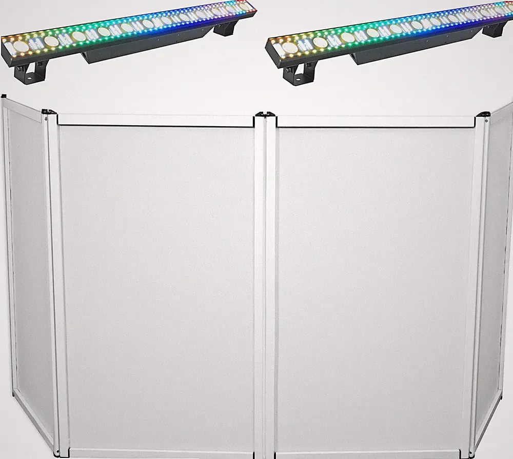 (2) Rockville Pixel Hybrid Bar Battery Power Wireless DMX Light Strips+DJ Facade