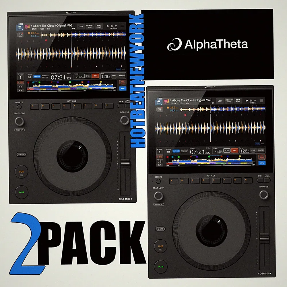 2 x AlphaTheta CDJ-1500X Compact High Resolution Professional DJ Multiplayer