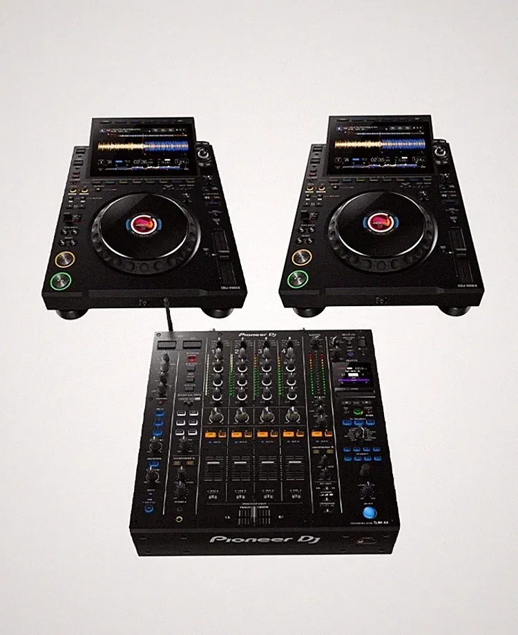 2 x AlphaTheta CDJ-3000X flagship DJ player + 1 x Pioneer DJ DJM-A9 Pro-DJ Mixer