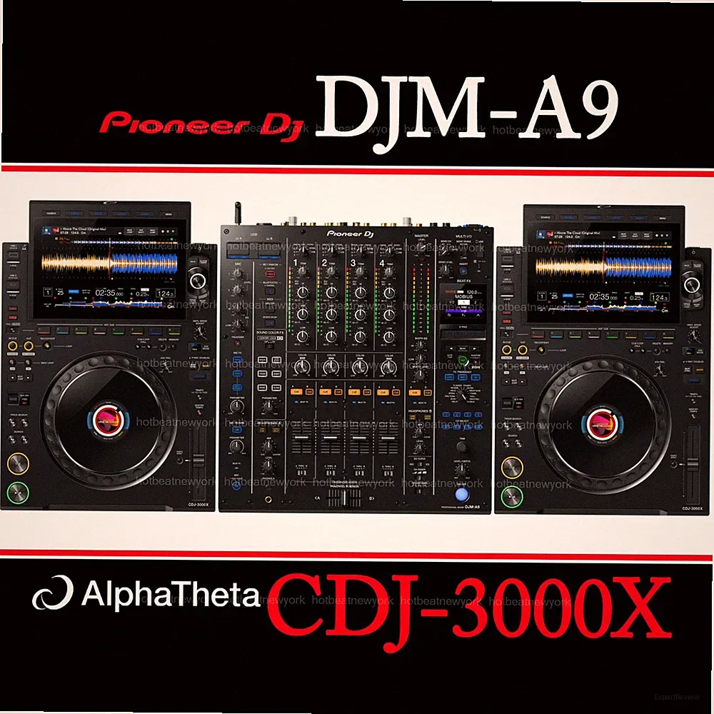 2 x AlphaTheta CDJ-3000X flagship DJ player + 1 x Pioneer DJ DJM-A9 Pro-DJ Mixer