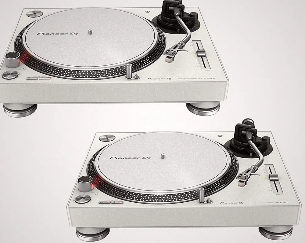 2x Pioneer PLX-500-W High-Torque Direct Drive Vinyl DJ turntable PLX-500 (WHITE)