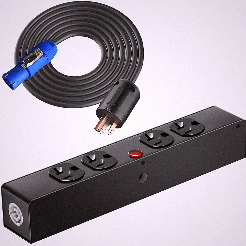 4 Edison Power Connector Box for DJ Equipment, Stage Lighting & Sound Systems