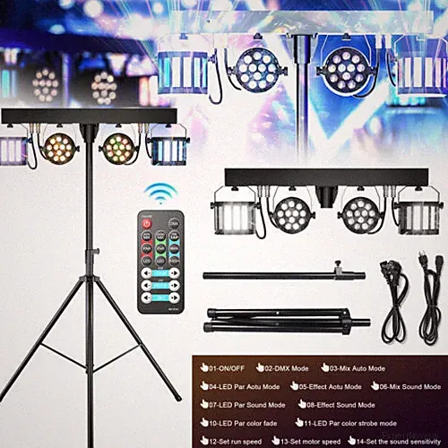 4-Par DJ Par Lights With Stand Stage LEDs Lights For Parties Disco Bar KTV