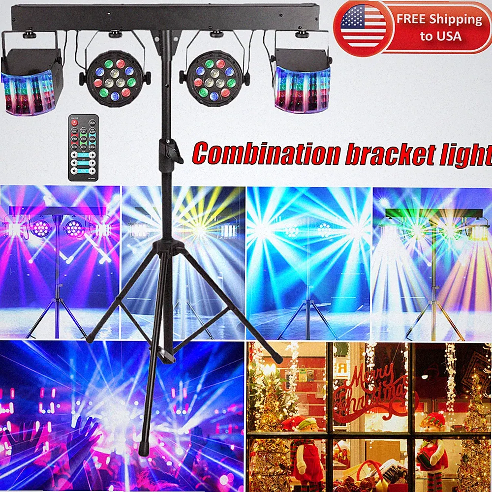 4PCS DJ Lights with Stand RGBW Stage Lighting System Party Wedding Light Set USA
