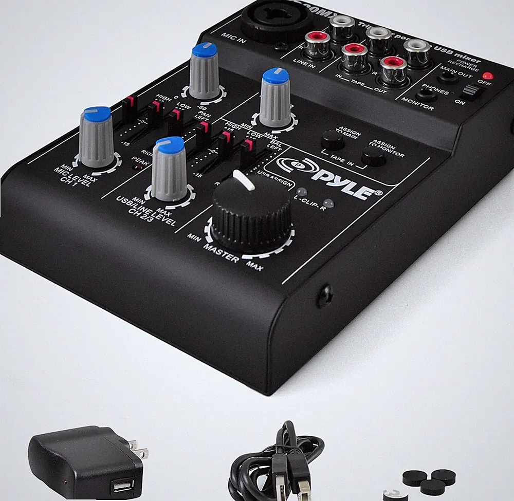 5-Channel Rechargeable Mini Portable Audio Mixer – Compact Music Mixer DJ Contro