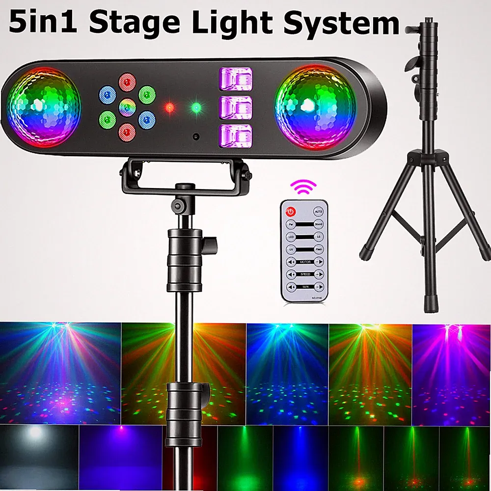 5in1 Complete Professional Stage LEDs Lights DJ Band Laser DMX System & Stand US