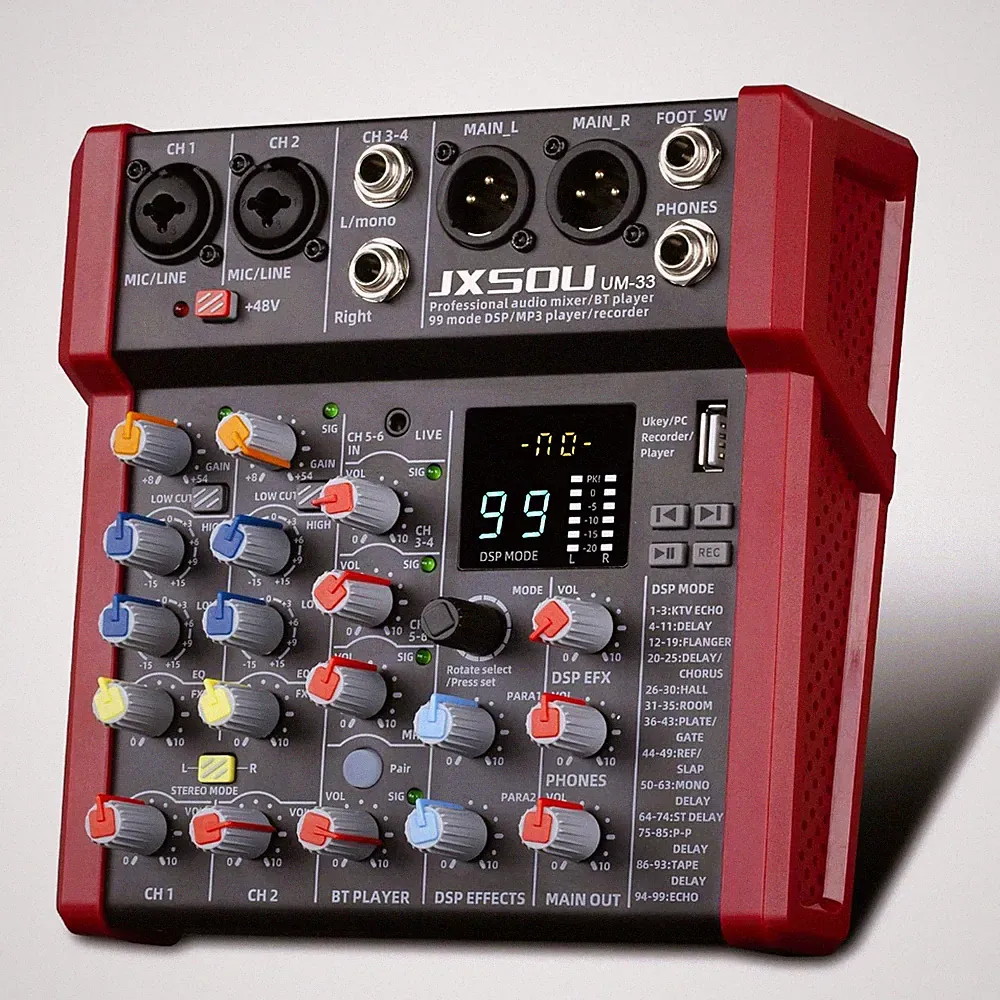 6-Channel Audio Mixer, DJ Controller Sound Board Console Mixer with 99 DSP Effec