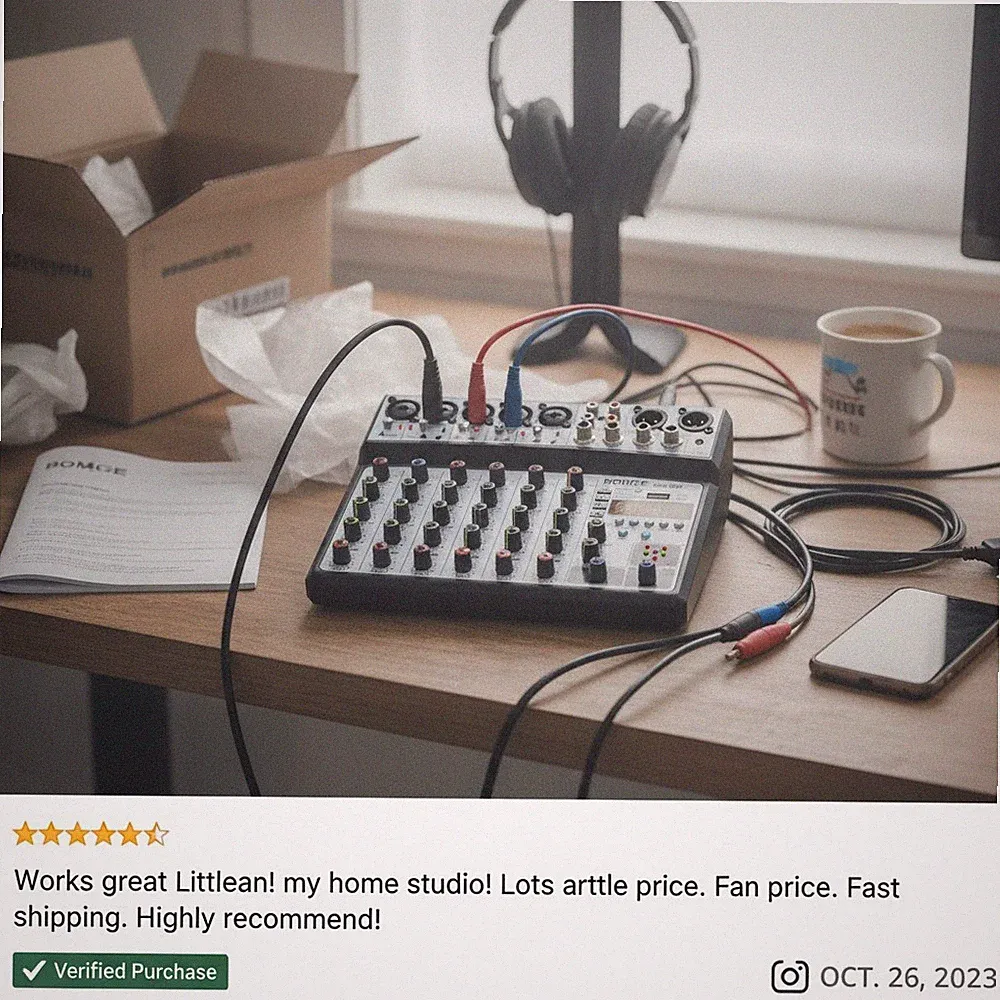 6-Channel DJ Mixing Console with Bluetooth for Streaming & Live Recording