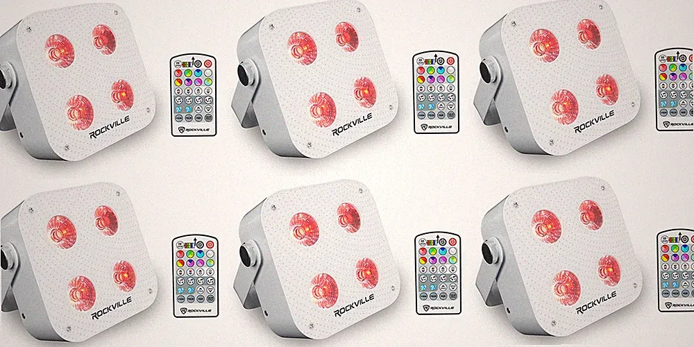 (6) Rockville MINI RF4 V2 White DJ/Party Wash Lights+RF Remote+APP+Wireless DMX