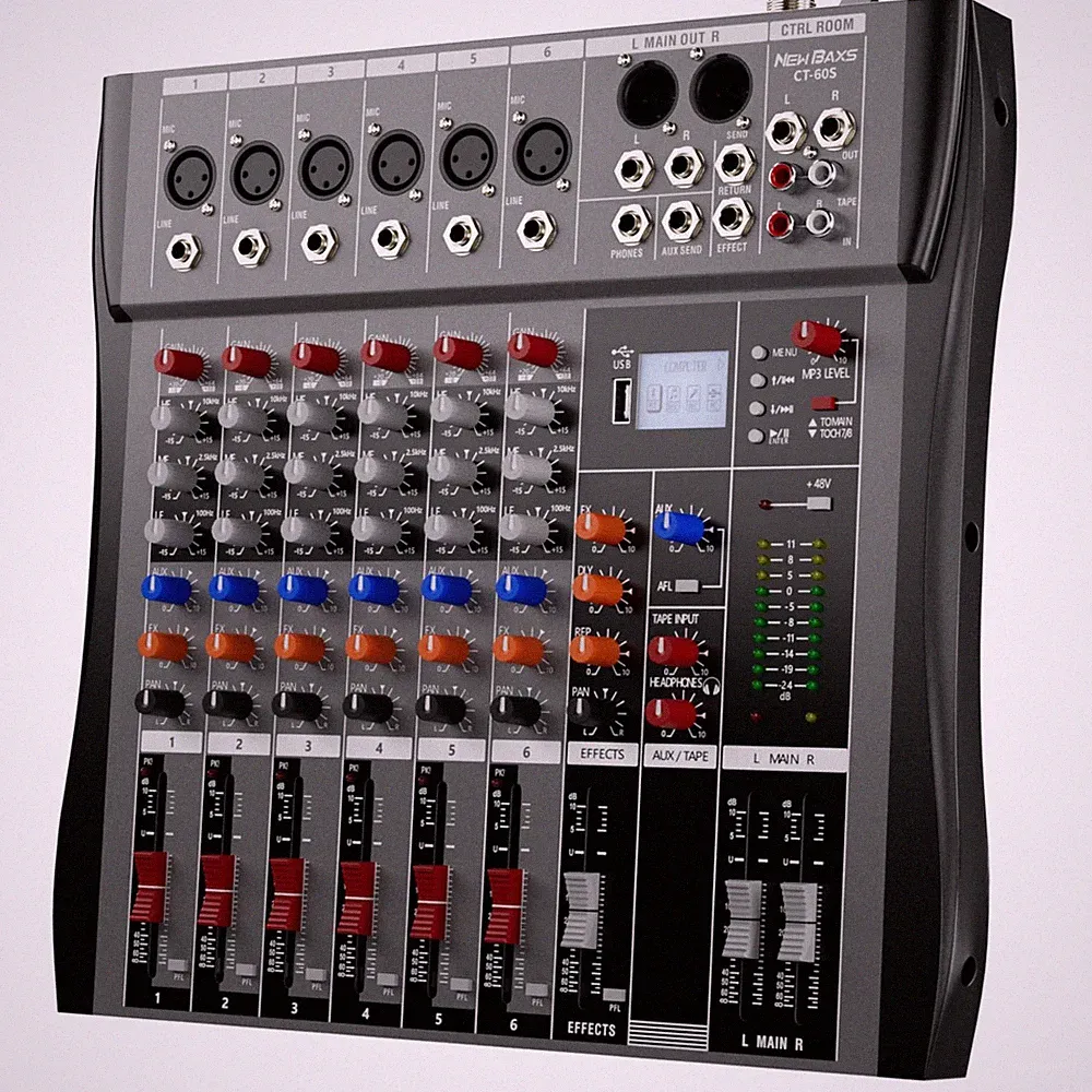 6Channel DJ Bluetooth Mixer with USB, XLR Inputs, AUX & FX for Streaming