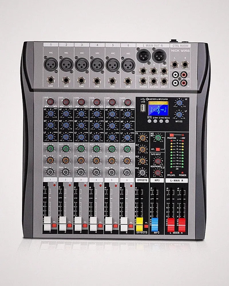 8 Channel mixer professional Audio Mixer, dj mixer with Individual Channel Co...