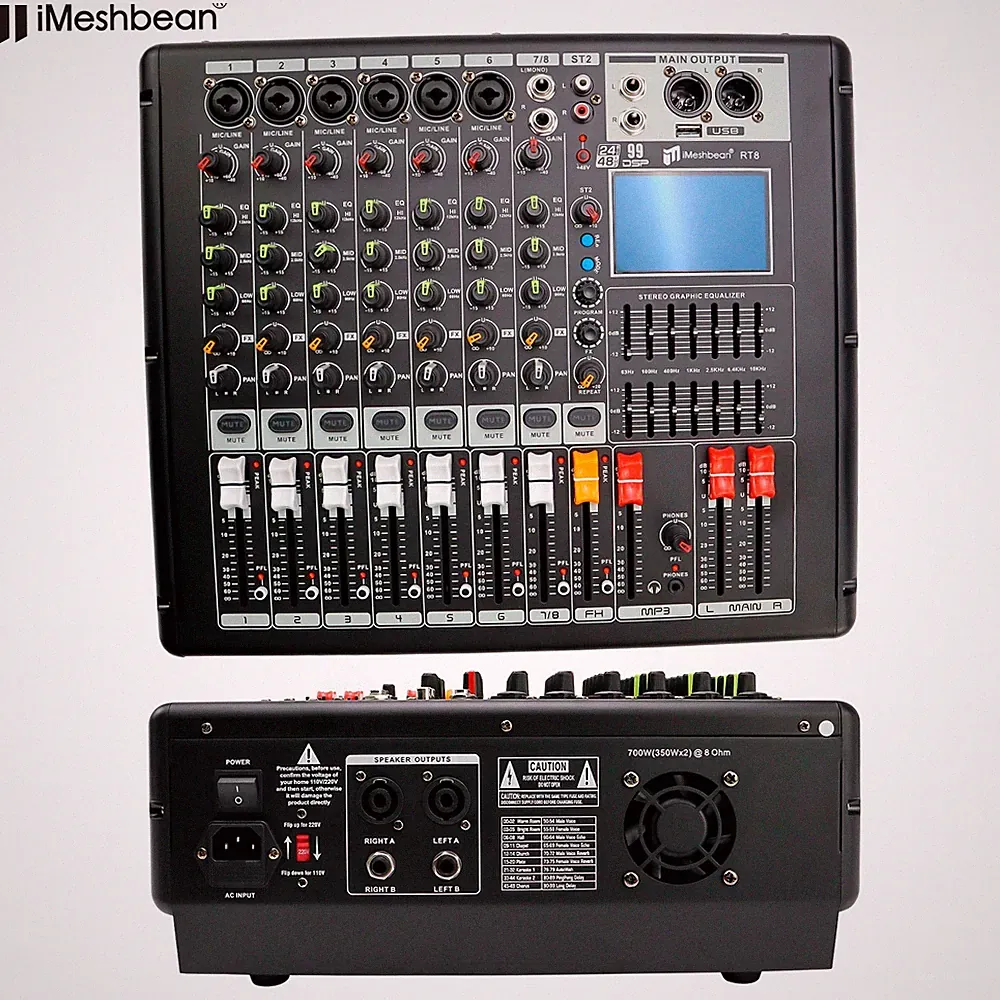 8 Channel Pro Power Mixer Audio Mixing Amplifier 99DSP w/USB 110-220V Bluetooth