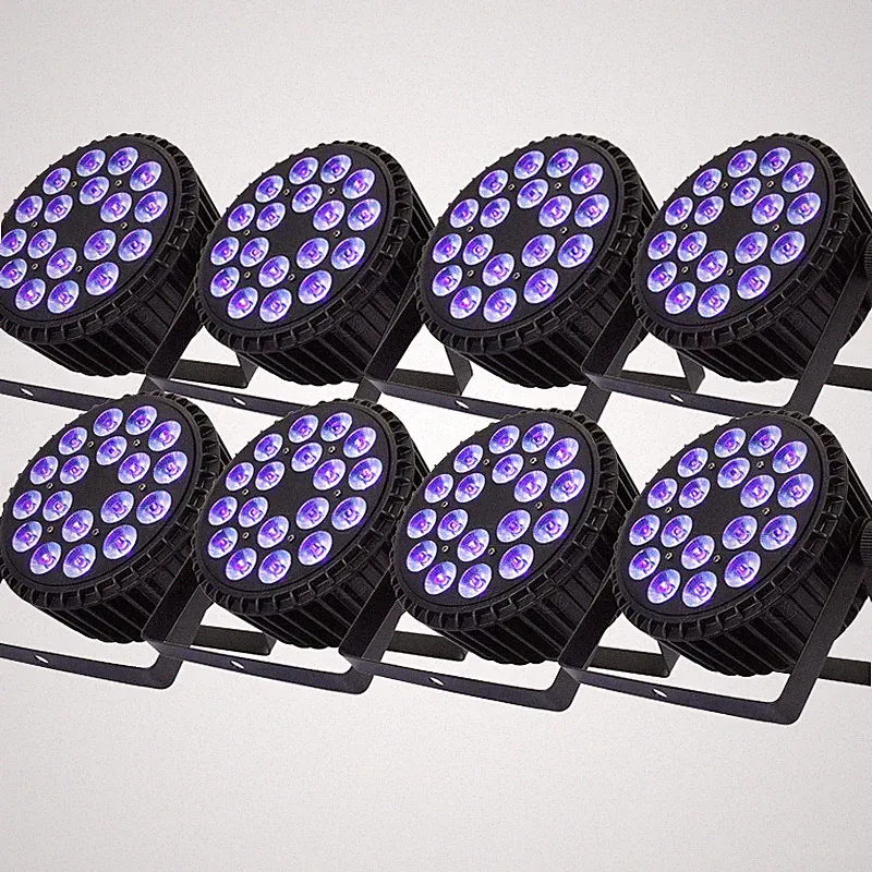 8Pcs SHEHDS Aluminum Alloy LED Flat Par 18X18W RGBWAUV Par Stage Lights DJ Disco