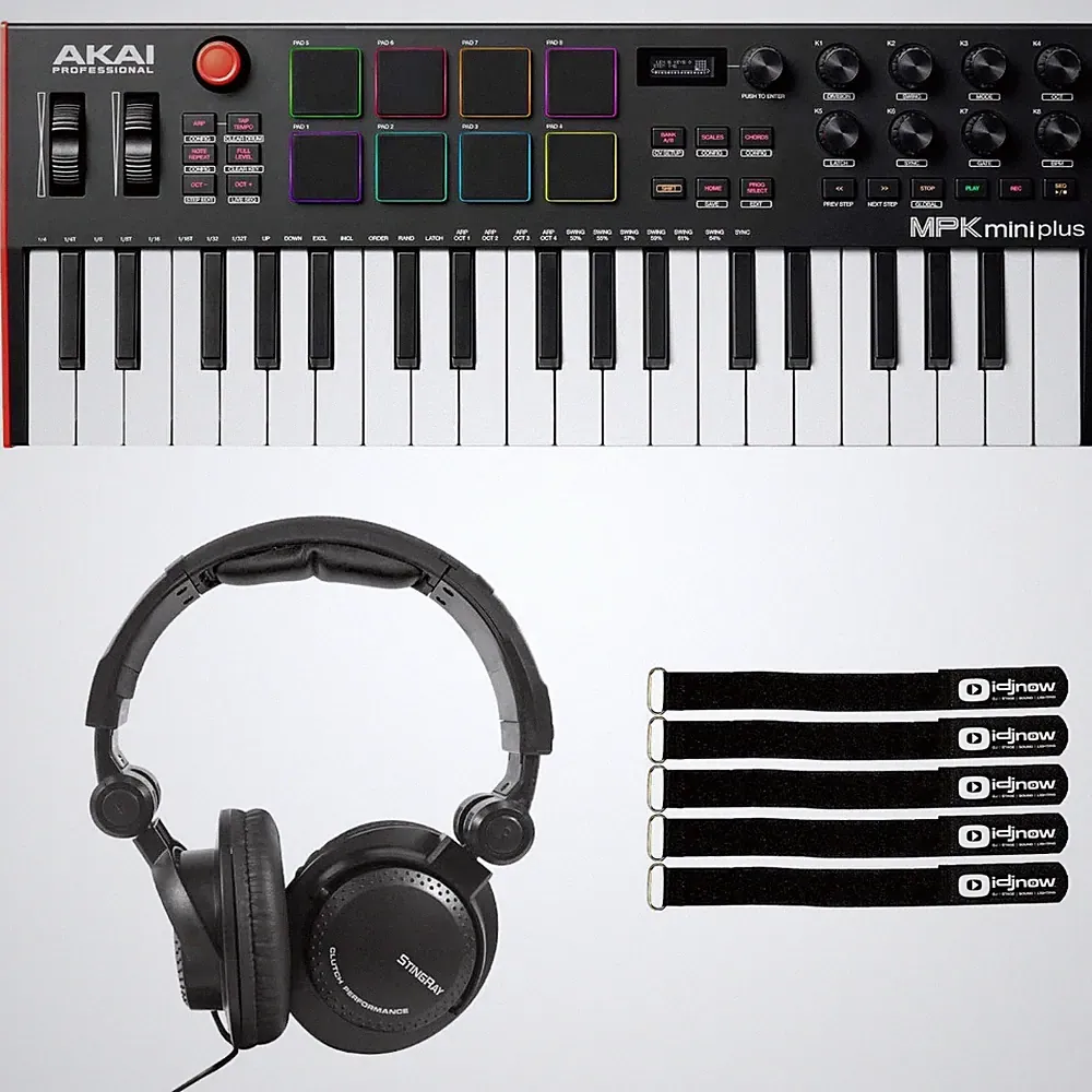 Akai MPKMINIPLUS 37-Key MPK Mini Keyboard with Foldable DJ Headphones
