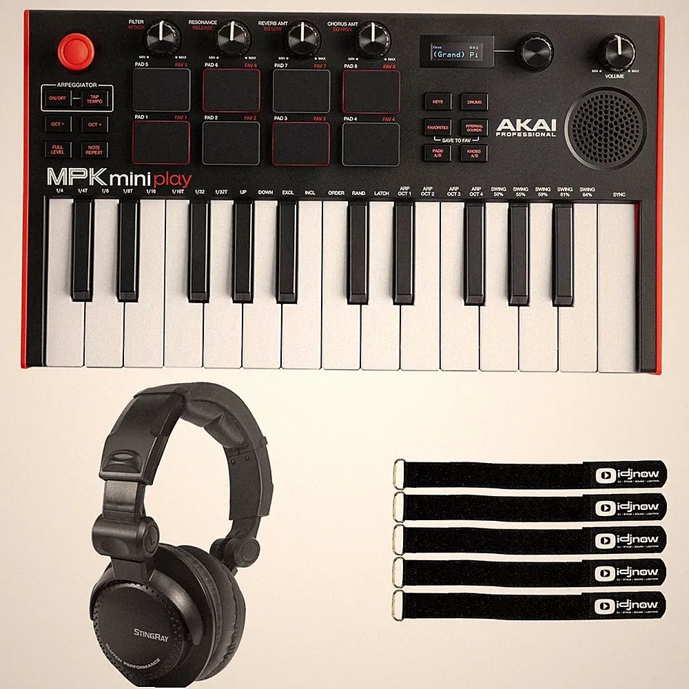 Akai Professional MPK Mini Play MK3 Mini Keyboard with DJ Headphones