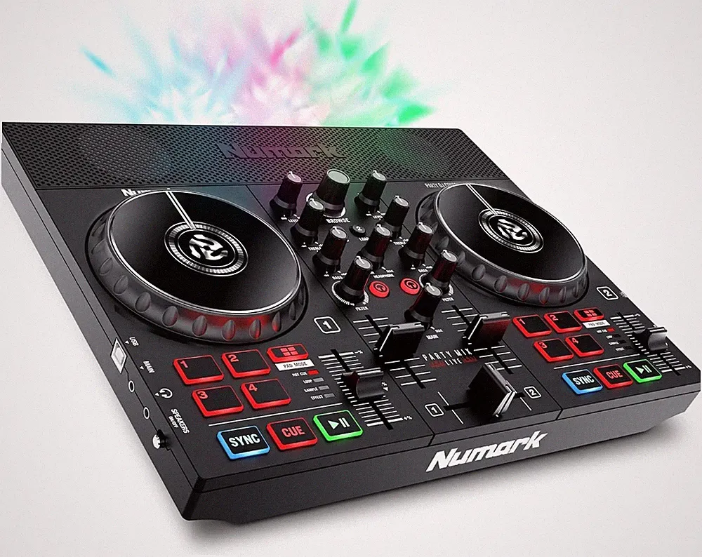All-in-One USB DJ Controller with Integrated LED Lights & Speakers for Beginners