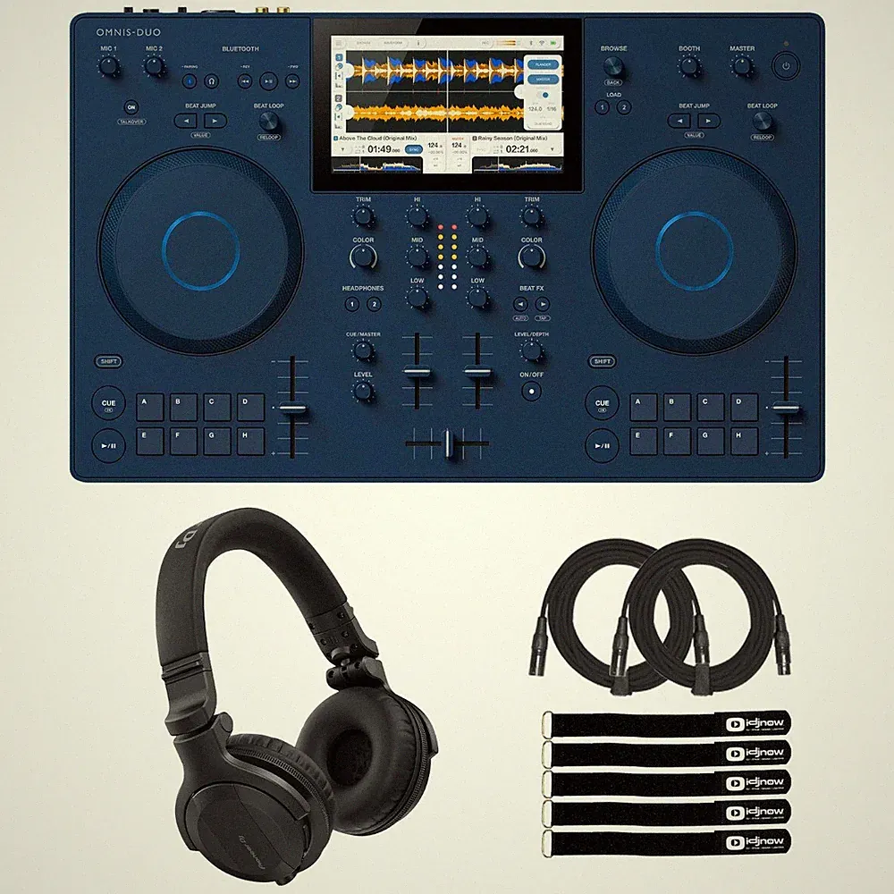 Alpha Theta OMNIS-DUO Portable Battery Powered Bluetooth DJ Controller w Head...