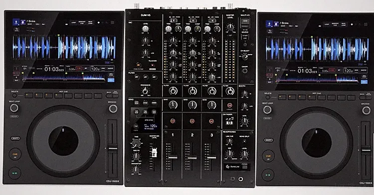 AlphaTheta CDJ-1500X DJ Media Player Pair with DJM-V5 3-channel DJ Mixer