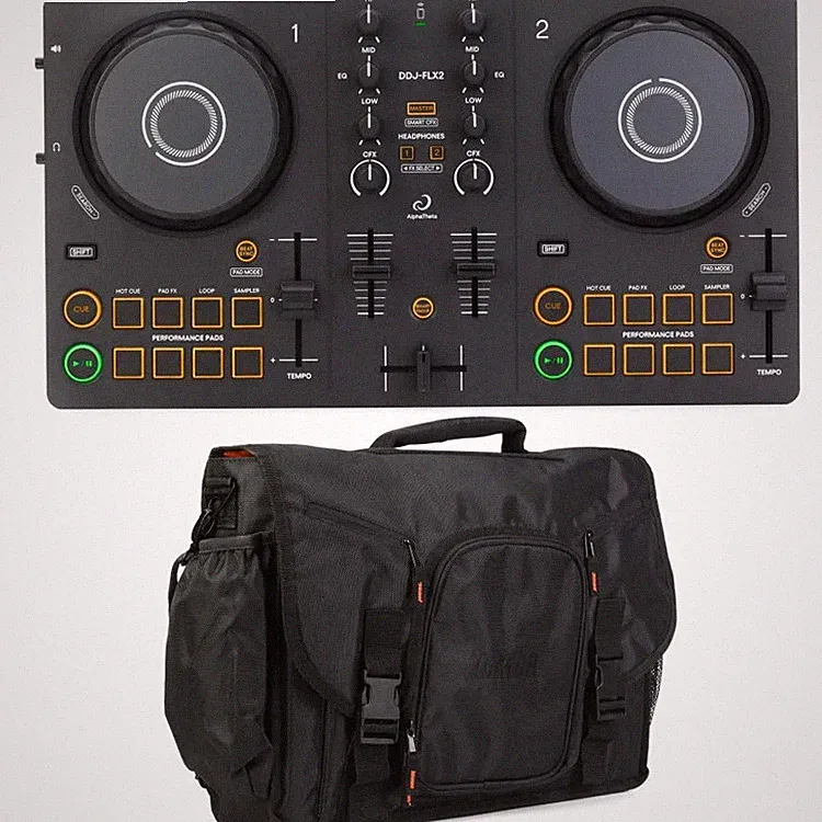 AlphaTheta DDJ-FLX2 2-deck DJ Controller with Messenger Bag