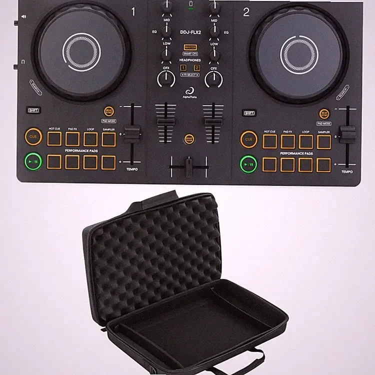AlphaTheta DDJ-FLX2 2-deck DJ Controller with Odyssey EVA-molded Case