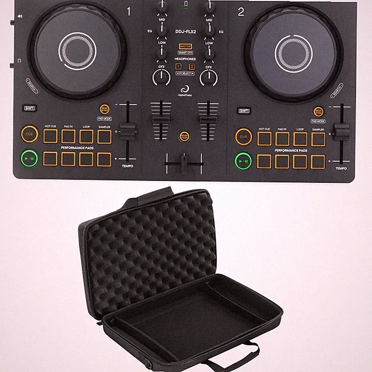 AlphaTheta DDJ-FLX2 2-deck DJ Controller with Odyssey EVA-molded Case