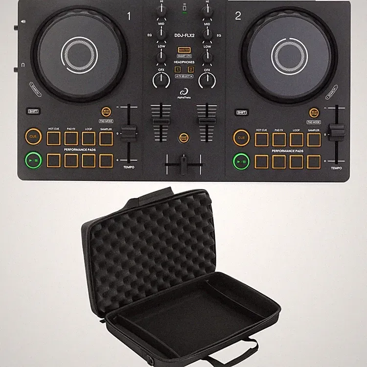 AlphaTheta DDJ-FLX2 2-deck DJ Controller with Odyssey EVA-molded Case