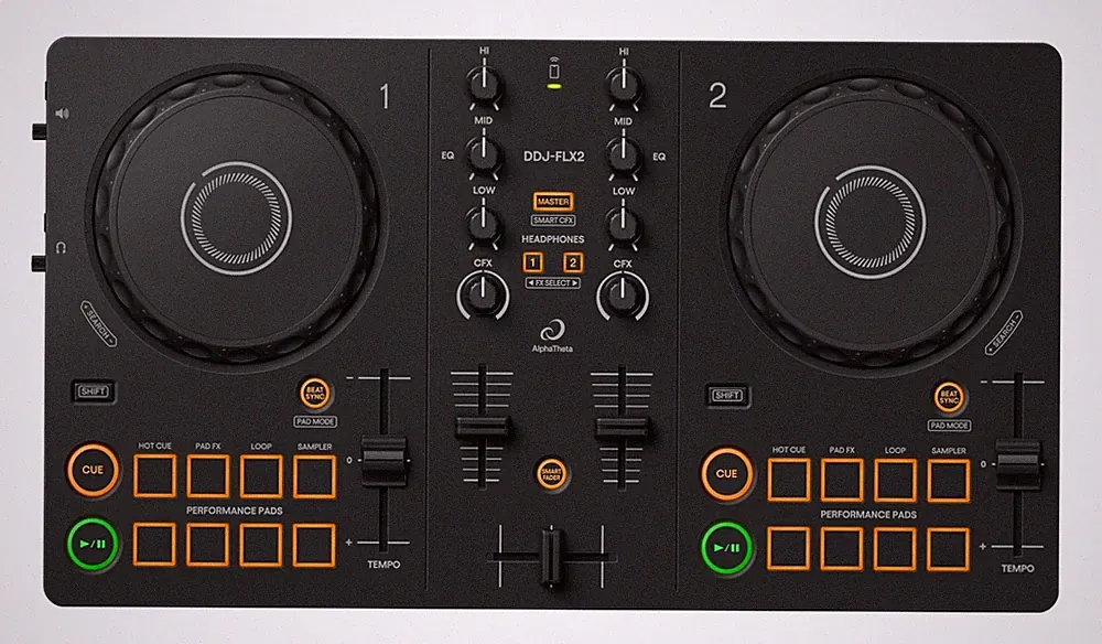 AlphaTheta DDJ-FLX2 Beginner DJ Controller for Phone, Tablet & PC Black