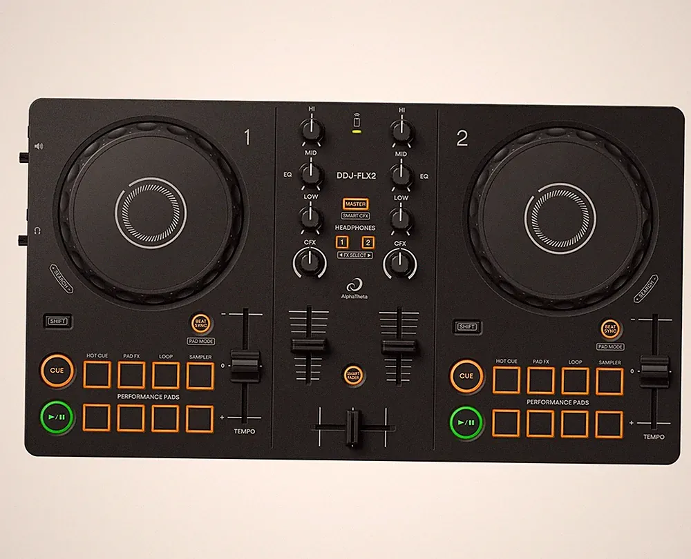 AlphaTheta DDJ-FLX2 Compact 2-Ch Smartphone Tablet PC/Mac DJ Controller