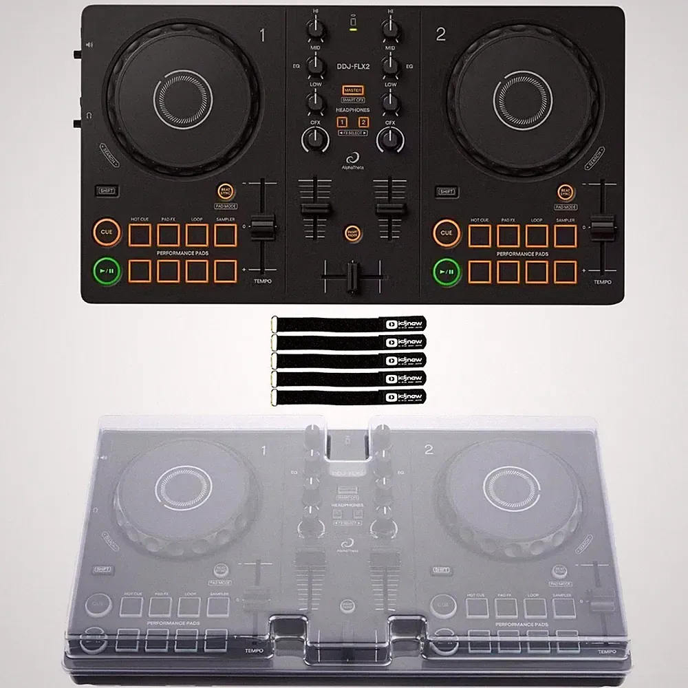 AlphaTheta DDJ-FLX2 Compact 2-Channel DJ Controller w Decksaver Cover Package
