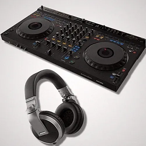 AlphaTheta DDJ-GRV6 4-channel DJ Controller and Pioneer HDJ-X5 Headphones Silver