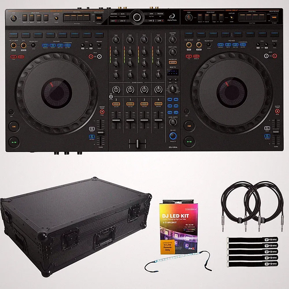 AlphaTheta DDJ-GRV6 4-Channel Stem Rekordbox Serato DJ Controller, Road Case