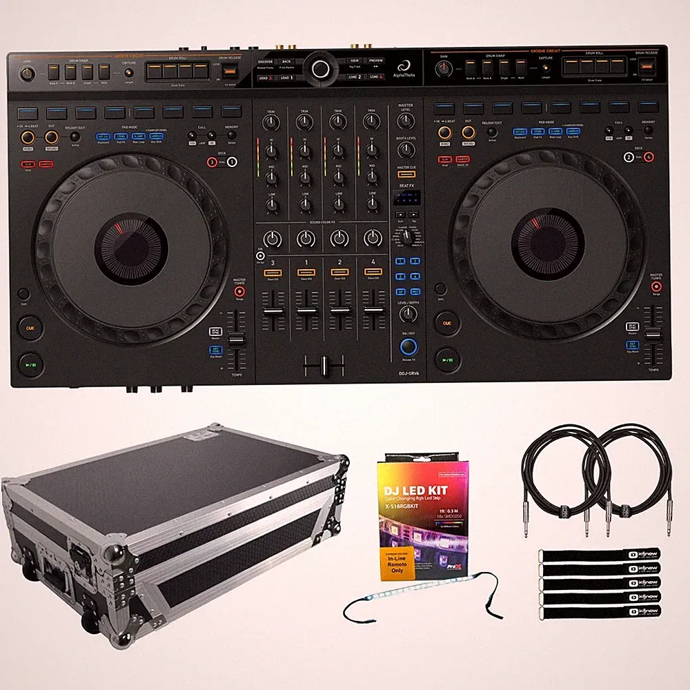 AlphaTheta DDJ-GRV6 4-Channel Stem Rekordbox Serato DJ Controller w Road Case