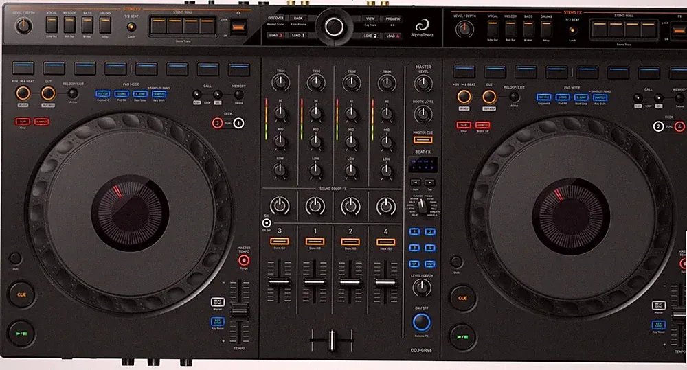 AlphaTheta DDJ-GRV6 DJ Controller with Groove Circuit and 4-channel mixer