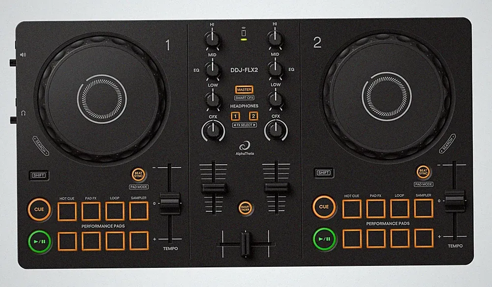 AlphaTheta DDJFLX2 Compact 2Channel DJ Controller StreamingReady, Smart Fade...