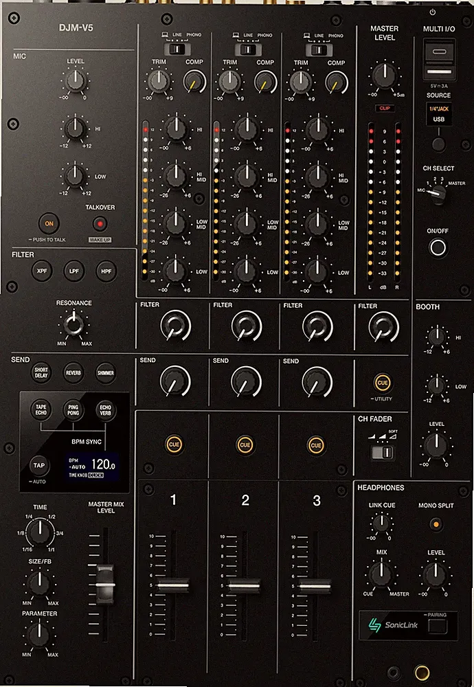 AlphaTheta DJM-V5 3-channel Professional-Grade Compact DJ Mixer