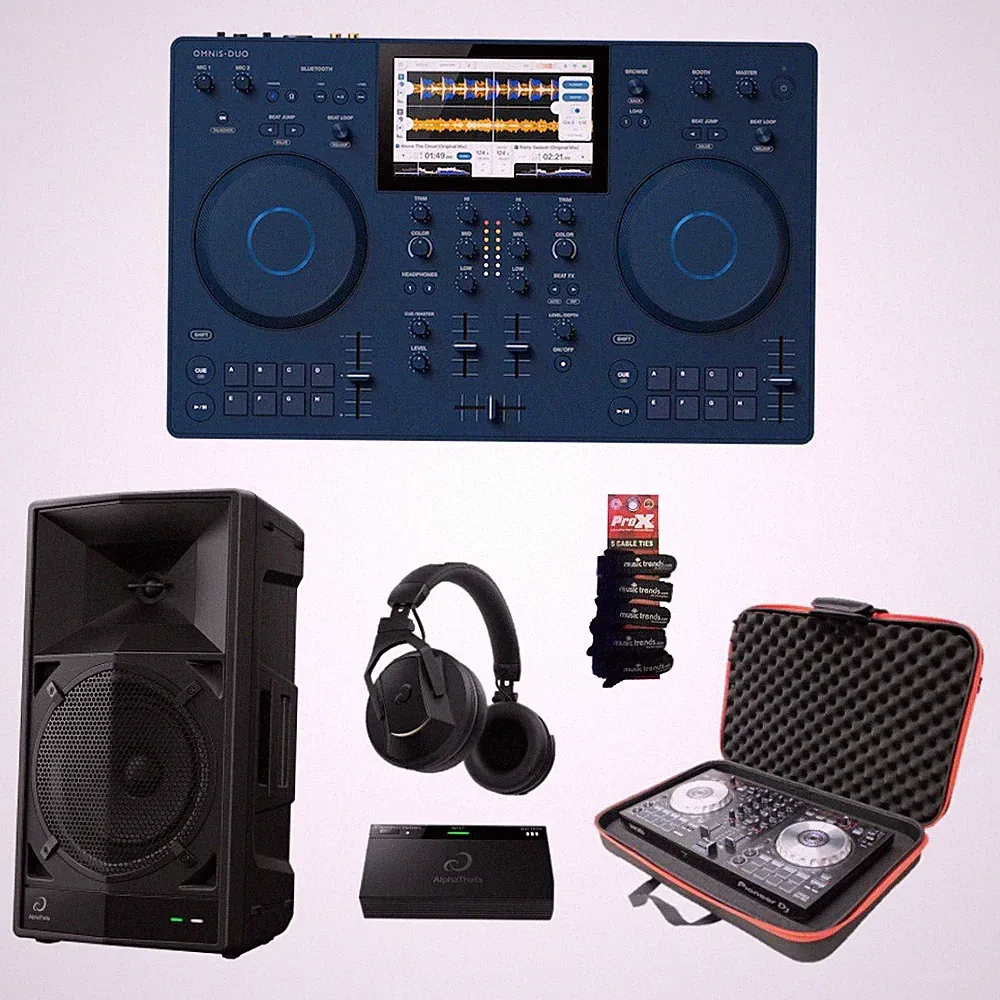 AlphaTheta OMNIS-DUO DJ system w/ Carry Bag + WAVE-EIGHT Speaker + HDJ-F10