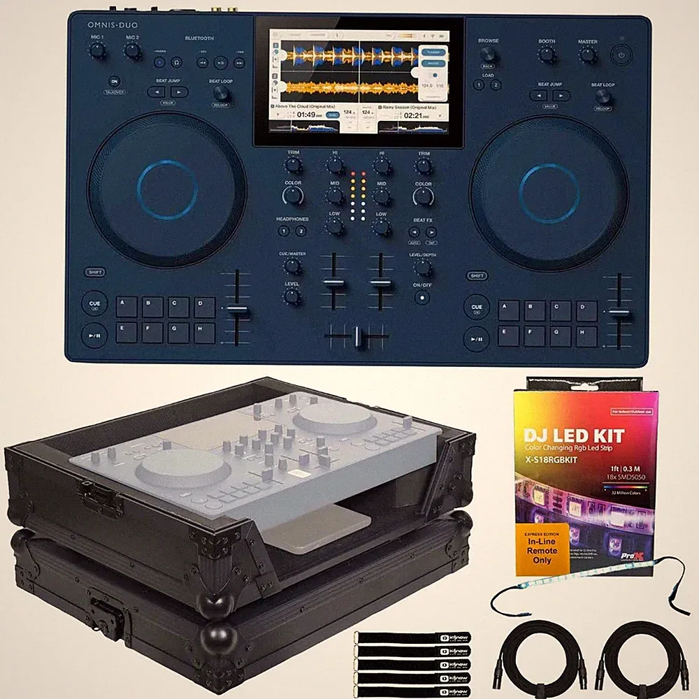 AlphaTheta OMNIS-DUO Portable DJ Controller System w Black Flight Case Pack