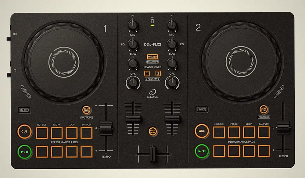 AlphaTheta/Pioneer DDJ-FLX2 Beginner Controller – Portable USB-Powered 2-Channel