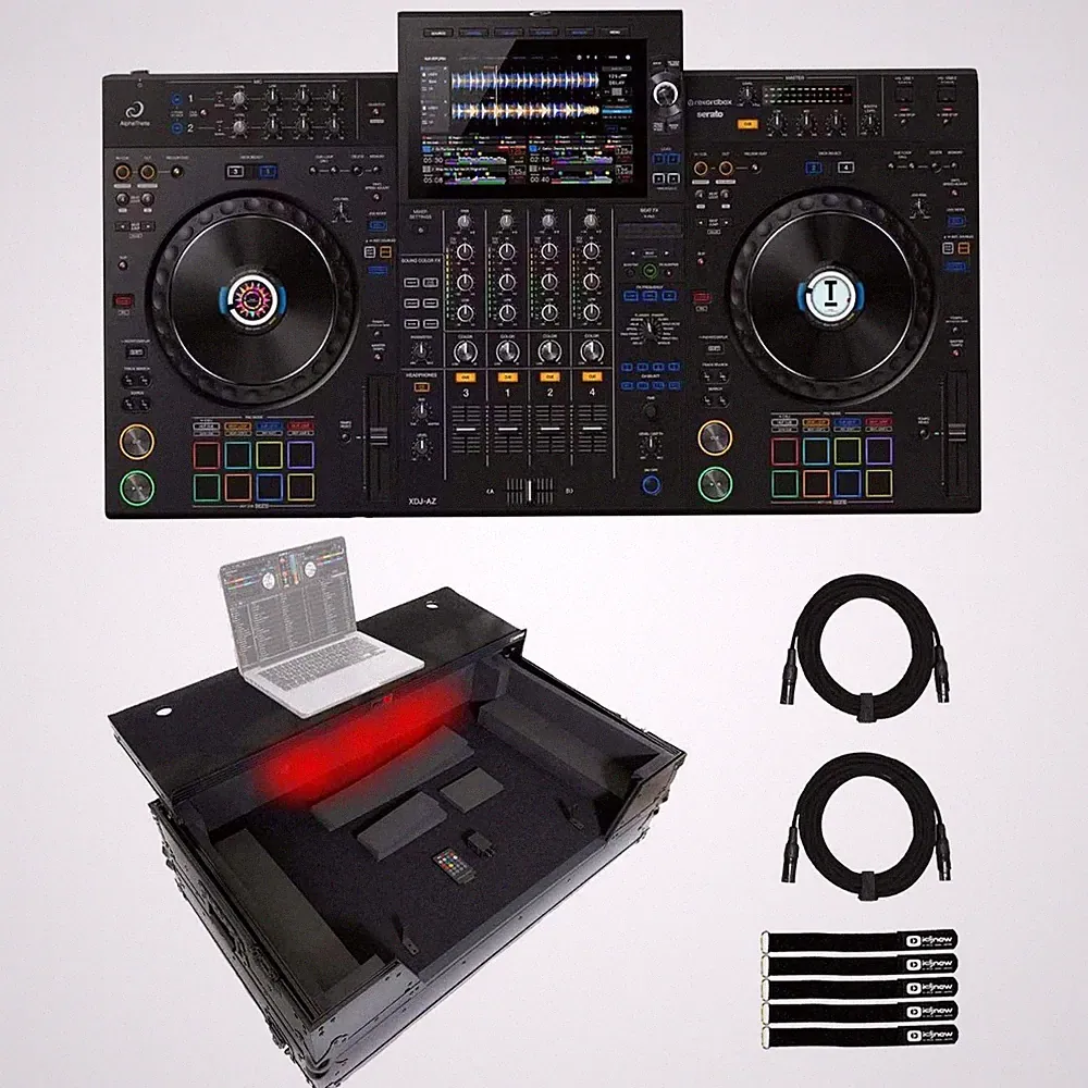 AlphaTheta XDJ-AZ All-in-One DJ Controller System w Black Laptop Shelf Case